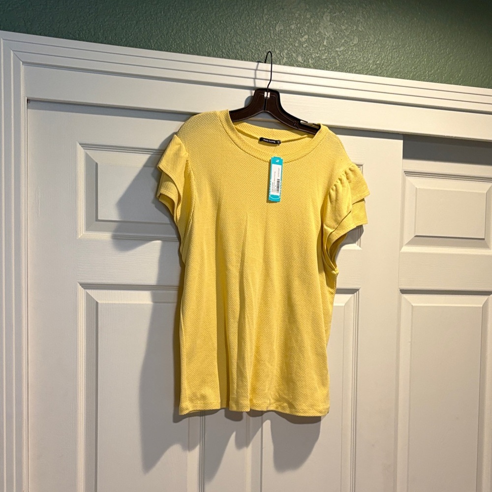 Yellow Short Flutter Sleeve Women’s Top